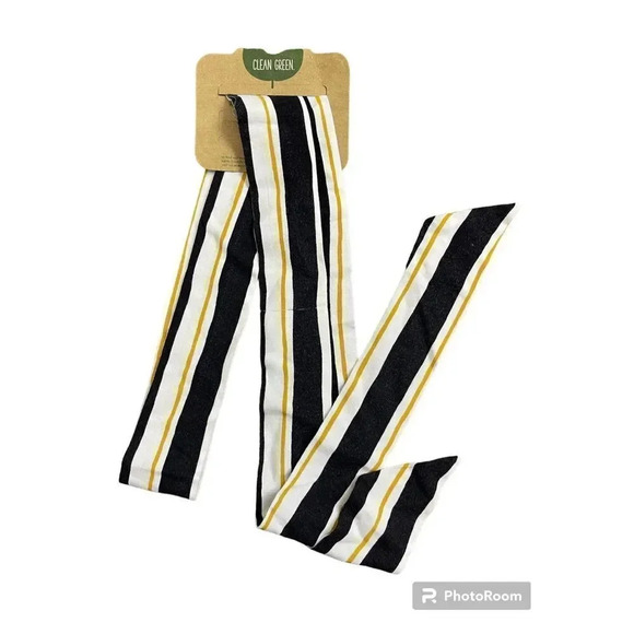 NEW Who What Wear Black White Yellow Striped Wide Leg Jumpsuit Sz Small Pockets - Picture 6 of 11